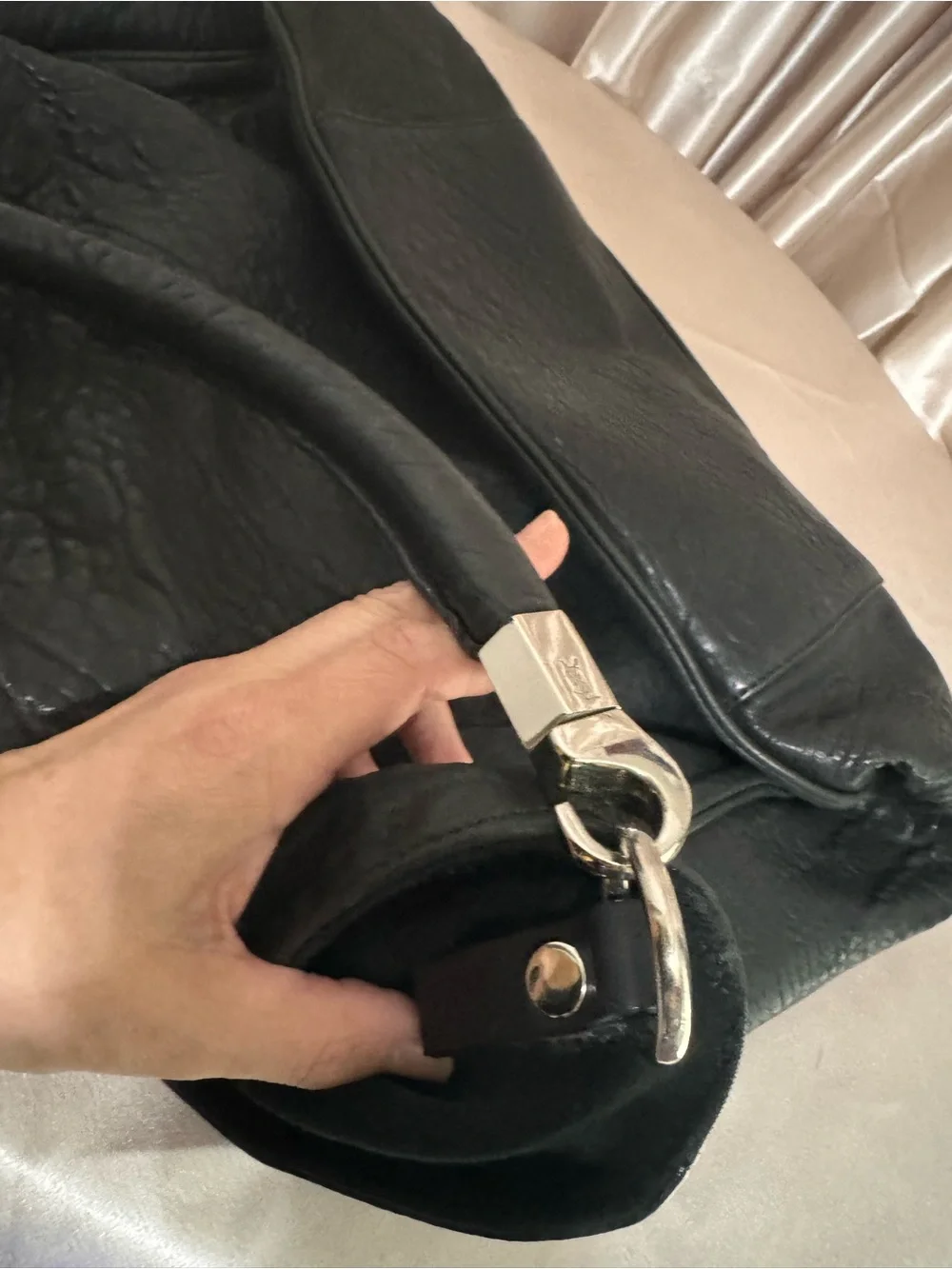 Yves Saint Laurent Black Leather Hobo Bag